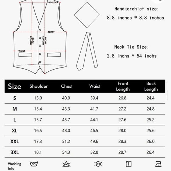 Zeroyaa Classic 3 Pc Black/Gold Vest Set With Tie & Pocket Square Size XXL NWT - Picture 6 of 11